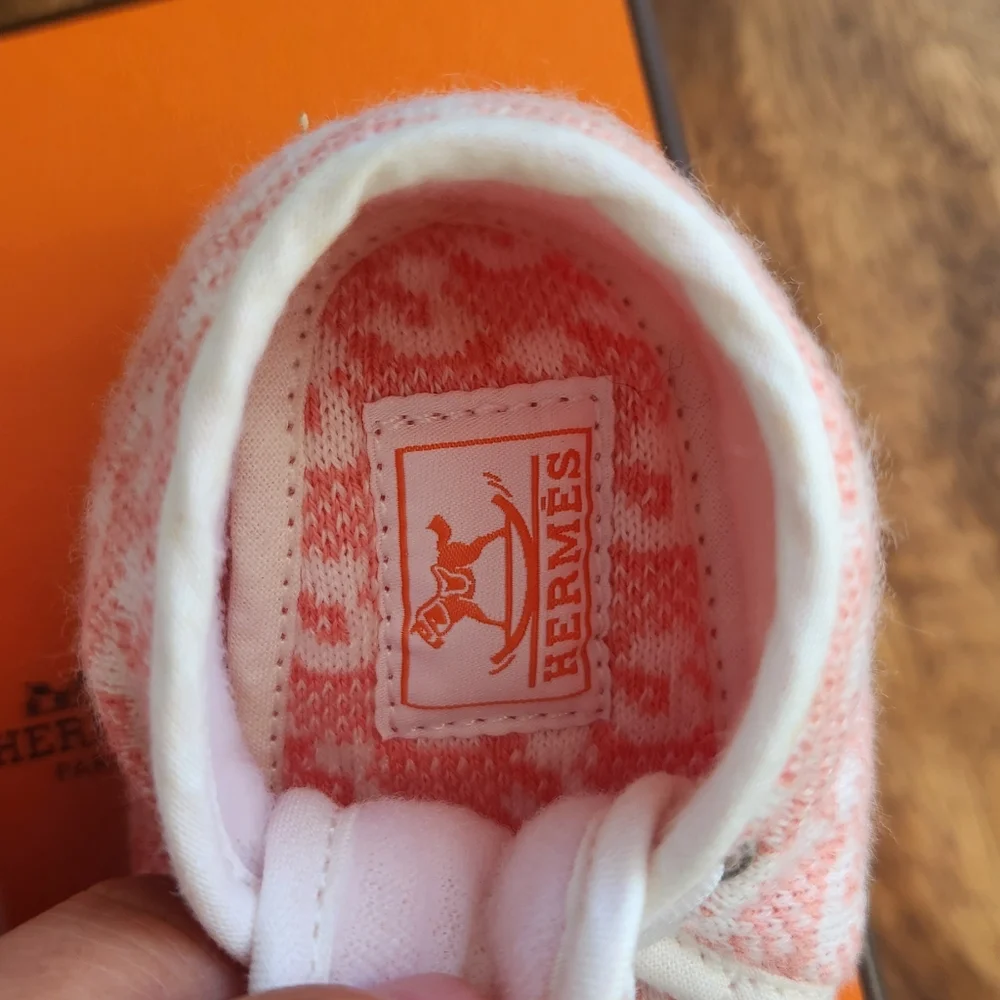 Hermes Pink and White Baby Shoes